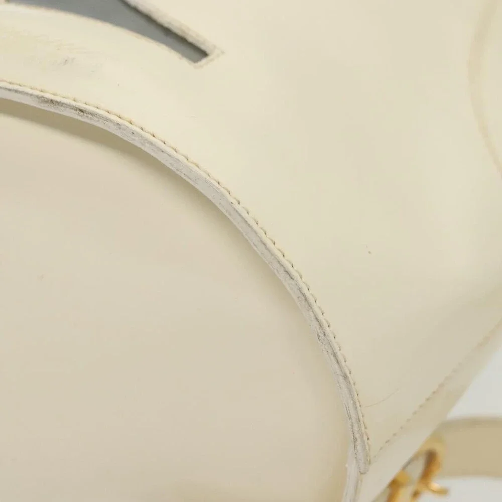Salvatore Ferragamo Patent Leather Gancini Backpack White Gold